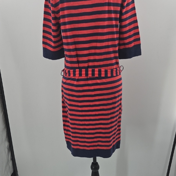 Banana Republic Pink and Blue Striped Midi Dress With Tie Waist - Picture 15 of 16